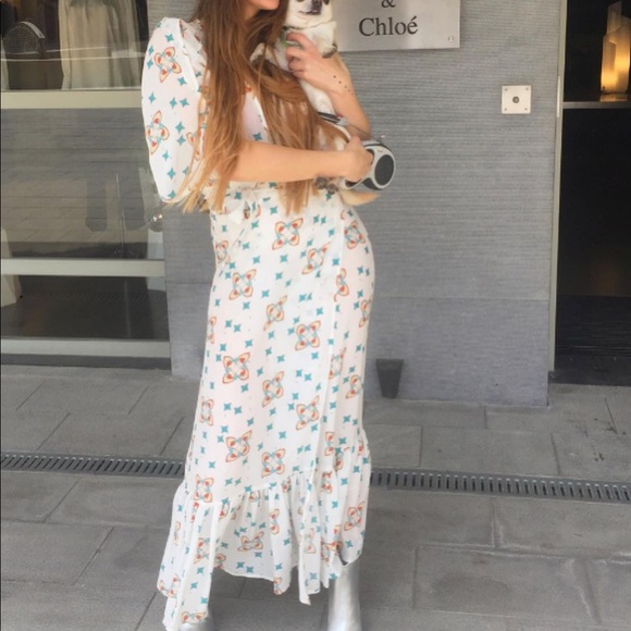 Jessie Western Silk Wrap Dress M Swallow Ruffle - Picture 12 of 15